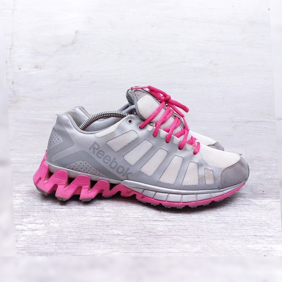Reebok Shoes - Reebok Zigtech Pink Gray Womens 9 Athletic Sneakers